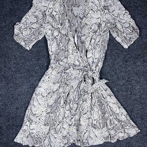 Reformation Dress Monica Wrap Snakeskin Animal Print Womens Small Lined Mini